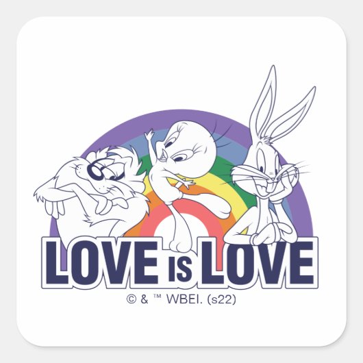 LOONEY TUNES™ - Love Is Love Quadratischer Aufkleber (Vorderseite)