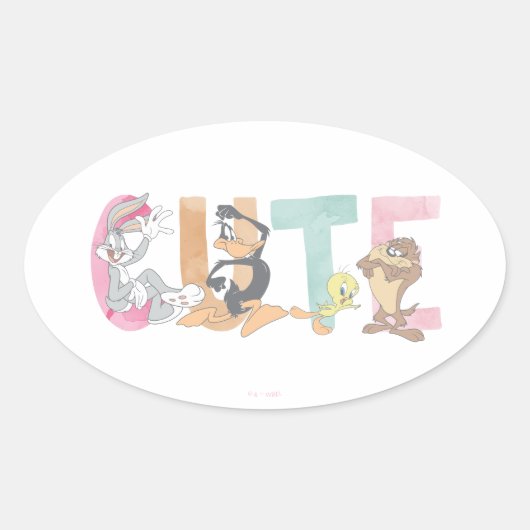 LOONEY TUNES™ Niedliche Aquarellmarke Ovaler Aufkleber (Vorderseite)