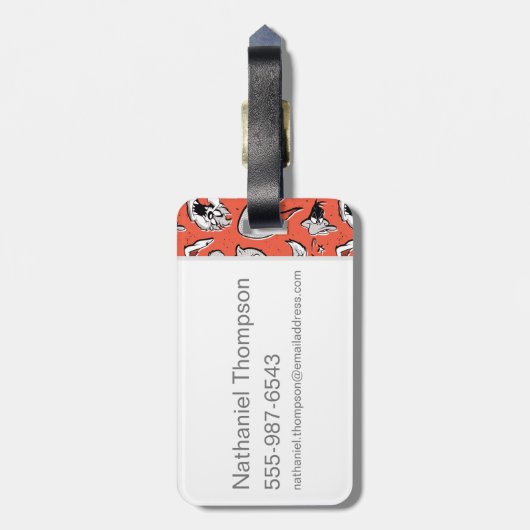 LOONEY TUNES™ Retro-Halbtonmuster Gepäckanhänger (Rückseite vertikal)