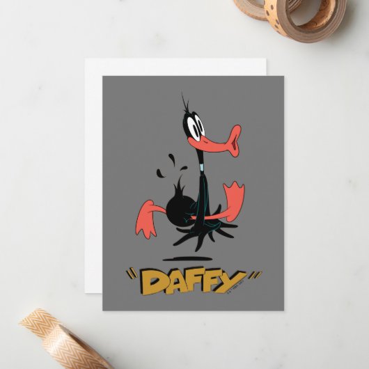 LOONEY TUNES™ Retro-Lachen | DAFFY DUCK™ Mitteilungskarte (Vorderseite/Rückseite Beispiel)