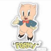 LOONEY TUNES™ Retro-Lachen | Porky Pig Aufkleber (Vorderseite)
