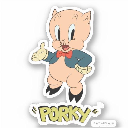 LOONEY TUNES™ Retro-Lachen | Porky Pig Aufkleber (Vorderseite)