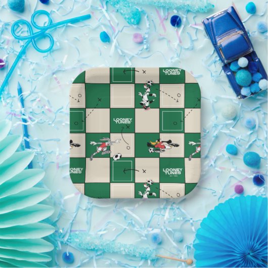 LOONEY TUNES™ Soccer Grid Pattern Pappteller (Party)