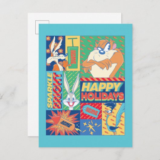 LOONEY TUNES™ | Sparkle Bright Happy Holidays Postkarte (Vorne/Hinten)