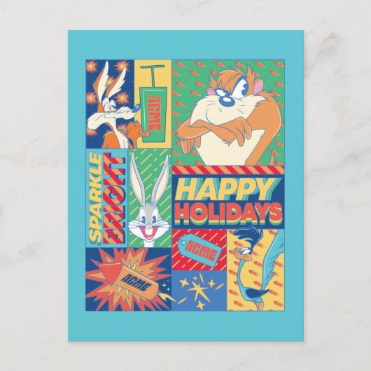 LOONEY TUNES™ | Sparkle Bright Happy Holidays Postkarte (Vorderseite)