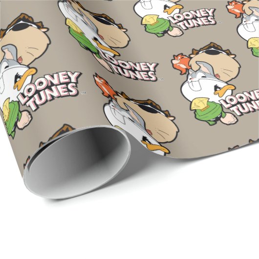 LOONEY TUNES™ Stilisierte Big Heads Geschenkpapier (Rolleneckpunkt)