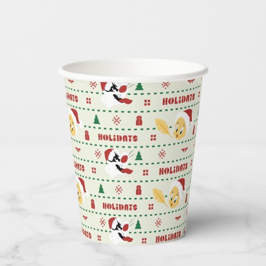 LOONEY TUNES™ SYLVESTER™ & TWEETY™ Urlaubsmuster Pappbecher (Rückseite)