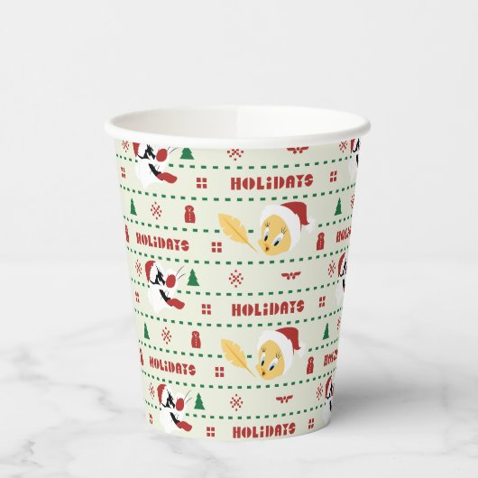 LOONEY TUNES™ SYLVESTER™ & TWEETY™ Urlaubsmuster Pappbecher (Links)