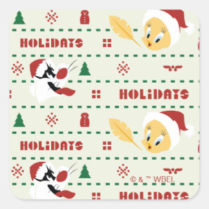 LOONEY TUNES™ SYLVESTER™ & TWEETY™ Urlaubsmuster Quadratischer Aufkleber