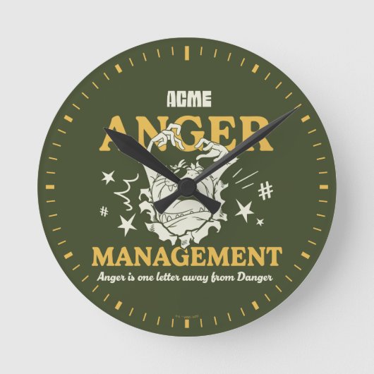 LOONEY TUNES™ |TAZ™ ACME Anger Management Runde Wanduhr (Vorderseite)