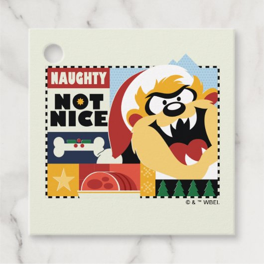 LOONEY TUNES™ TAZ™ Naughty Not Nice Geschenkanhänger (Vorderseite)