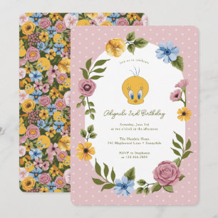 LOONEY TUNES™   TWEETY™ Floral Birthday Einladung