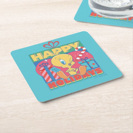 LOONEY TUNES™ | TWEETY™ Happy Holidays Rechteckiger Pappuntersetzer (angewinkelt)