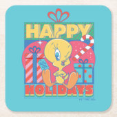 LOONEY TUNES™ | TWEETY™ Happy Holidays Rechteckiger Pappuntersetzer (Vorderseite)