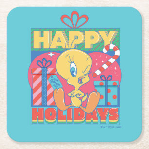 LOONEY TUNES™   TWEETY™ Happy Holidays Rechteckiger Pappuntersetzer
