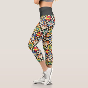 LOONEY TUNES™ Zeichen auf Schwarz/Weiß-Schachbrett Capri Leggings