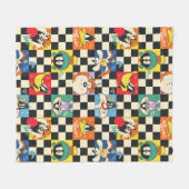 LOONEY TUNES™ Zeichen auf Schwarz/Weiß-Schachbrett Fleecedecke (Vorderseite (Horizontal))