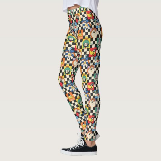 LOONEY TUNES™ Zeichen auf Schwarz/Weiß-Schachbrett Leggings (Links)