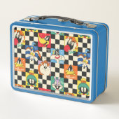 LOONEY TUNES™ Zeichen auf Schwarz/Weiß-Schachbrett Metall Brotdose (Rückseite)