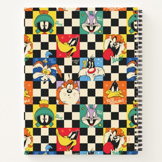 LOONEY TUNES™ Zeichen auf Schwarz/Weiß-Schachbrett Notizblock (Rückseite)