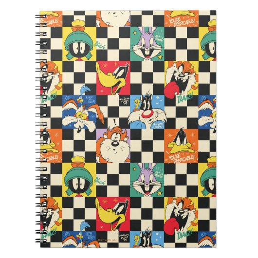 LOONEY TUNES™ Zeichen auf Schwarz/Weiß-Schachbrett Notizblock (Vorderseite)