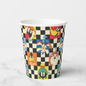 LOONEY TUNES™ Zeichen auf Schwarz/Weiß-Schachbrett Pappbecher (Rückseite)