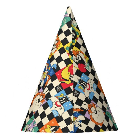 LOONEY TUNES™ Zeichen auf Schwarz/Weiß-Schachbrett Partyhütchen (Rückseite)