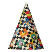 LOONEY TUNES™ Zeichen auf Schwarz/Weiß-Schachbrett Partyhütchen (Links)