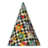 LOONEY TUNES™ Zeichen auf Schwarz/Weiß-Schachbrett Partyhütchen (Rechts)