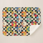 LOONEY TUNES™ Zeichen auf Schwarz/Weiß-Schachbrett Sherpadecke (Vorderseite (Horizontal))