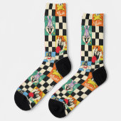 LOONEY TUNES™ Zeichen auf Schwarz/Weiß-Schachbrett Socken (Linkes Detail)