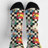 LOONEY TUNES™ Zeichen auf Schwarz/Weiß-Schachbrett Socken (Oben)