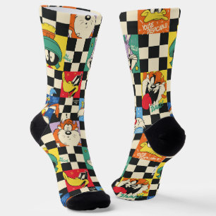 LOONEY TUNES™ Zeichen auf Schwarz/Weiß-Schachbrett Socken
