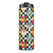 LOONEY TUNES™ Zeichen auf Schwarz/Weiß-Schachbrett Thermosbecher (Vorderseite)