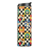 LOONEY TUNES™ Zeichen auf Schwarz/Weiß-Schachbrett Thermosbecher (Nach links gedreht)