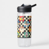 LOONEY TUNES™ Zeichen auf Schwarz/Weiß-Schachbrett Trinkflasche (Links)