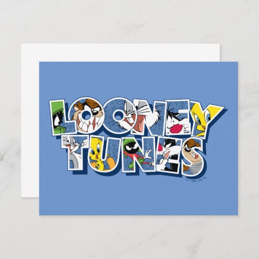 LOONEY TUNES™ Zeichen in Buchstaben Mitteilungskarte (Vorne/Hinten)