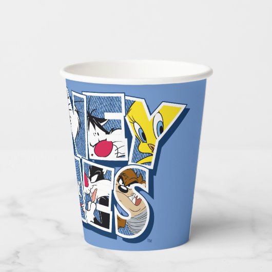 LOONEY TUNES™ Zeichen in Buchstaben Pappbecher (Rückseite)