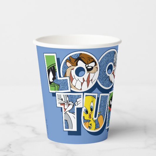LOONEY TUNES™ Zeichen in Buchstaben Pappbecher (Vorderseite)