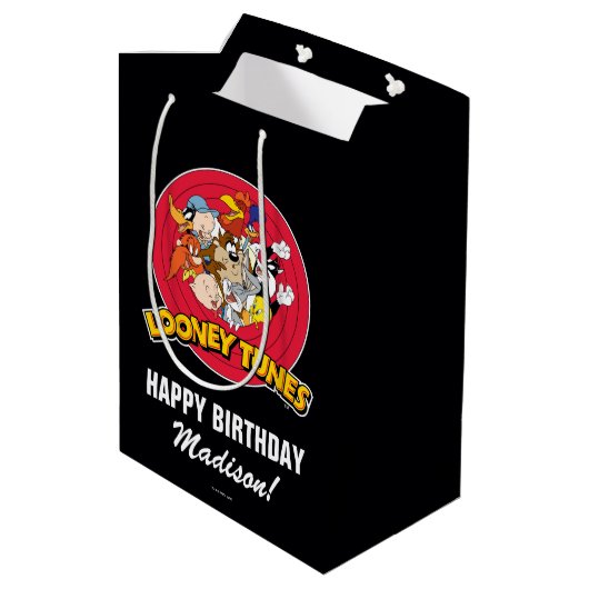 LOONEY TUNES™ Zeichengruppe | Geburtstag Mittlere Geschenktüte (Rückseite Schrägansicht)