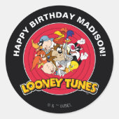 LOONEY TUNES™ Zeichengruppe | Geburtstag Runder Aufkleber (Vorderseite)