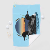 Loons Couple Sunset Blue Golfhandtuch (Insitu)