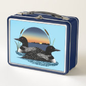 Loons Couple Sunset Blue Metall Brotdose (Vorderseite)
