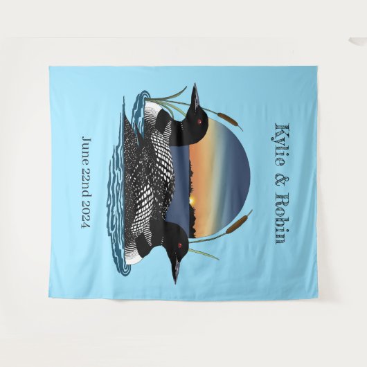 Loons Sunset Bleu Wandteppich (Vorderseite (Horizontal))