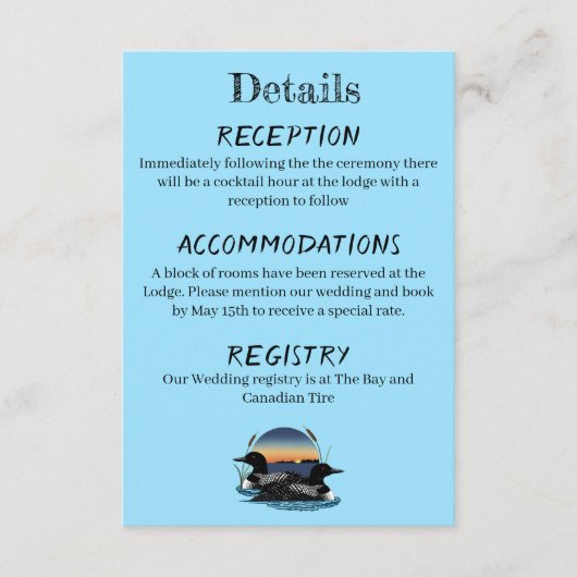 Loons Sunset Blue Begleitkarte (Vorderseite)
