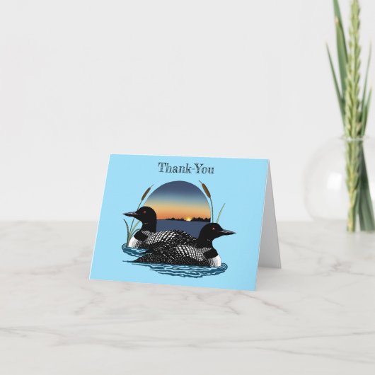 Loons Sunset Blue Dankeskarte (Vorderseite)
