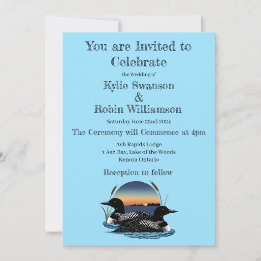 Loons Sunset Blue Einladung (Vorderseite)