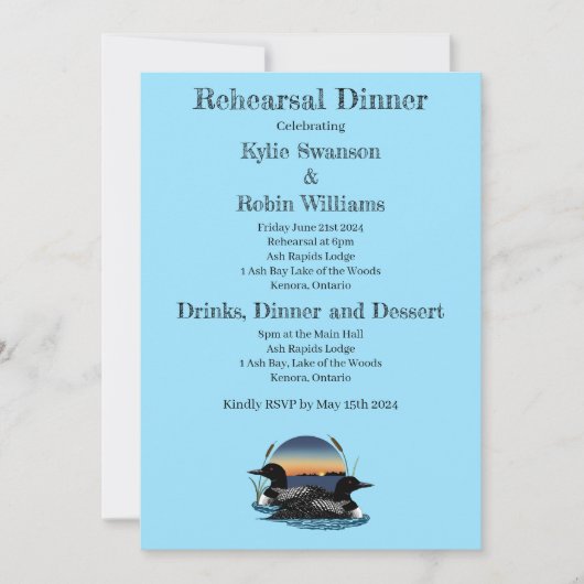 Loons Sunset Blue Einladung (Vorderseite)
