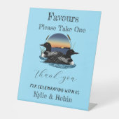Loons Sunset Blue Gastgeschenke Hochzeiten Sockelschild (Vorderseite)