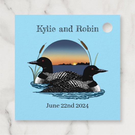 Loons Sunset Blue Geschenkanhänger (Rückseite)